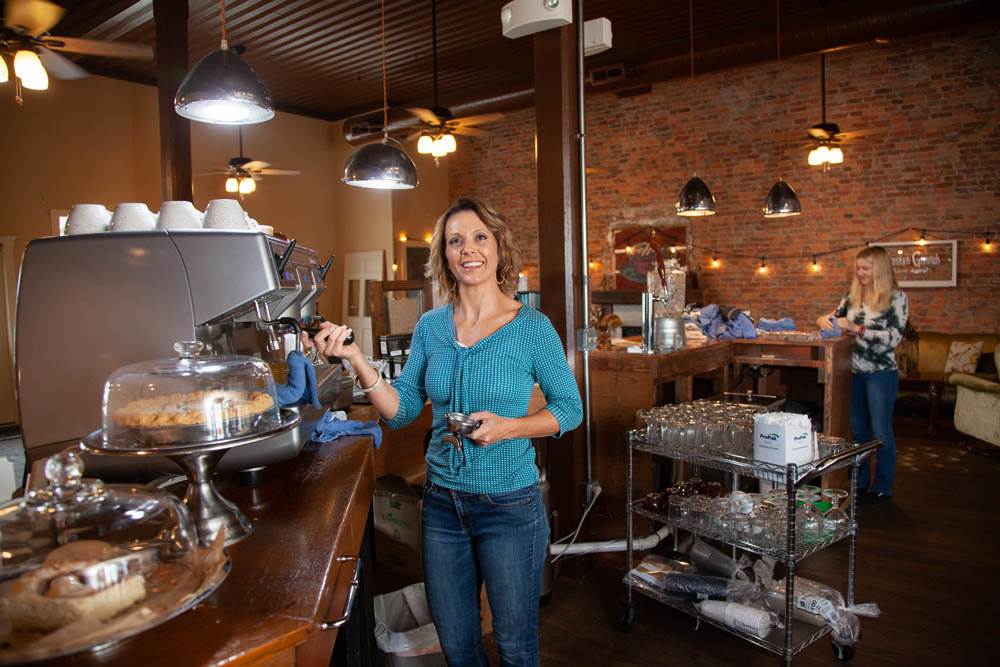 DIVERSIFICATION BREWED: Five years into running Common Grounds Coffee & Cafe in Strafford, Michele Eden is starting a new floral shop and refurbished furniture business next door.